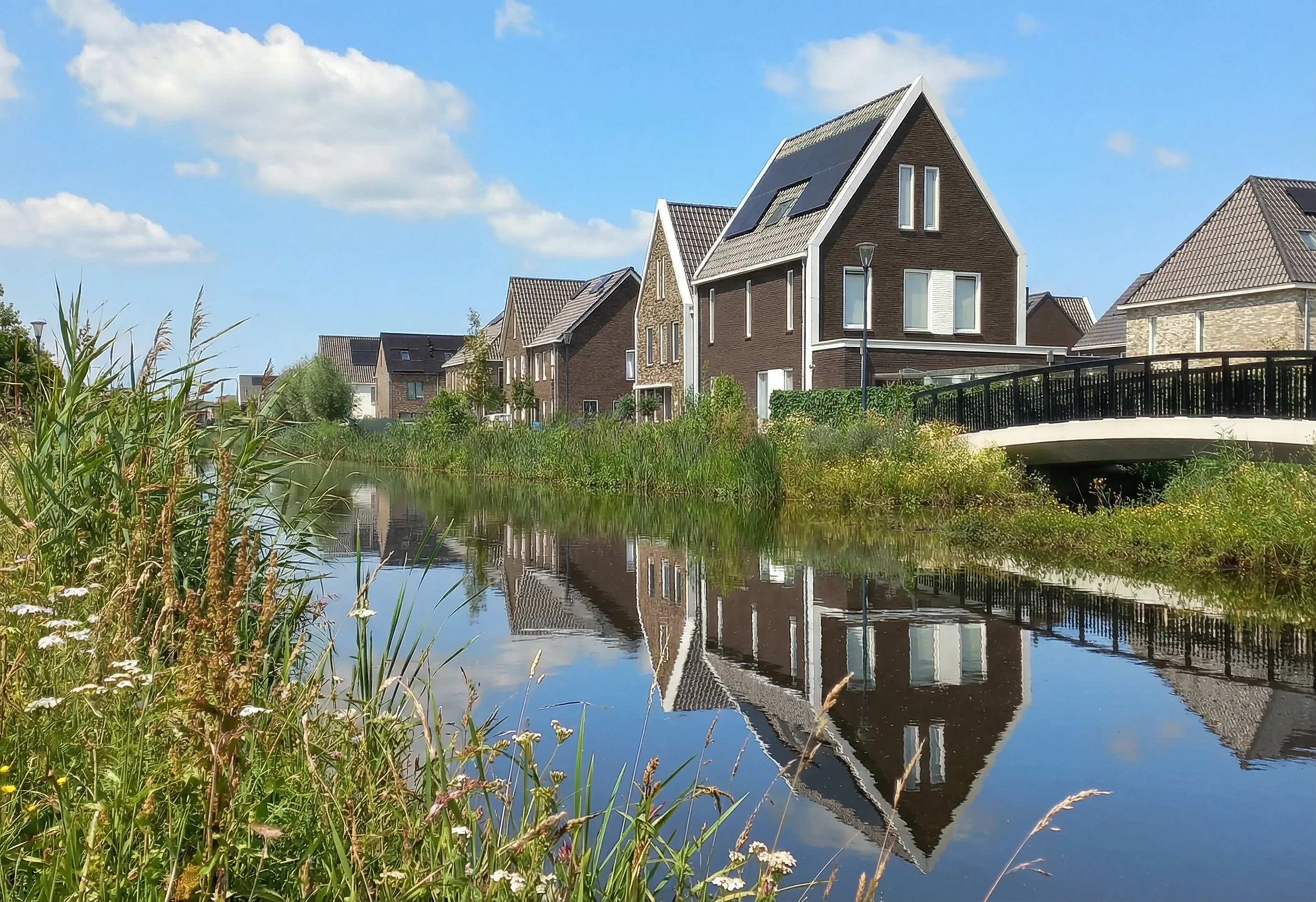 Jorik Otten, Makelaar van Ditters Amersfoort loopt naar de voordeur van de Ditters locatie in Amersfoort voor een bezichtiging, met aktetas en rode fiets bij de gevel.
