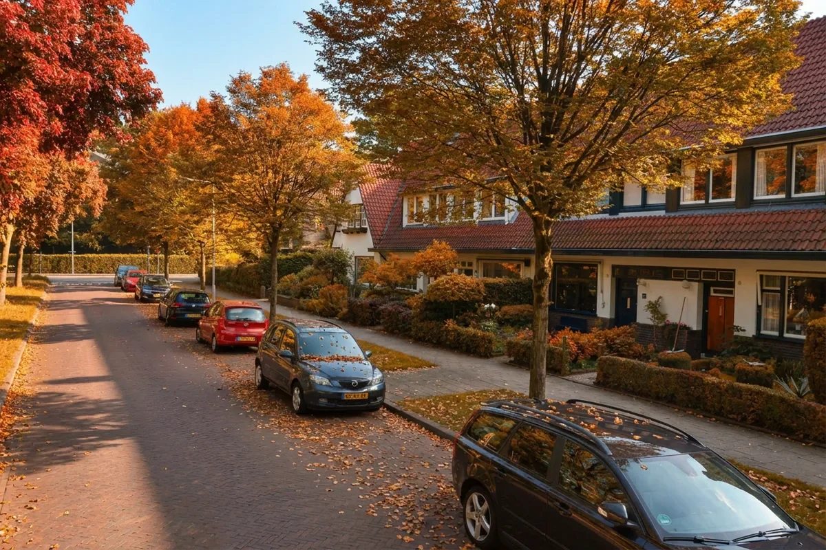 Jorik Otten, Makelaar van Ditters Amersfoort loopt naar de voordeur van de Ditters locatie in Amersfoort voor een bezichtiging, met aktetas en rode fiets bij de gevel.